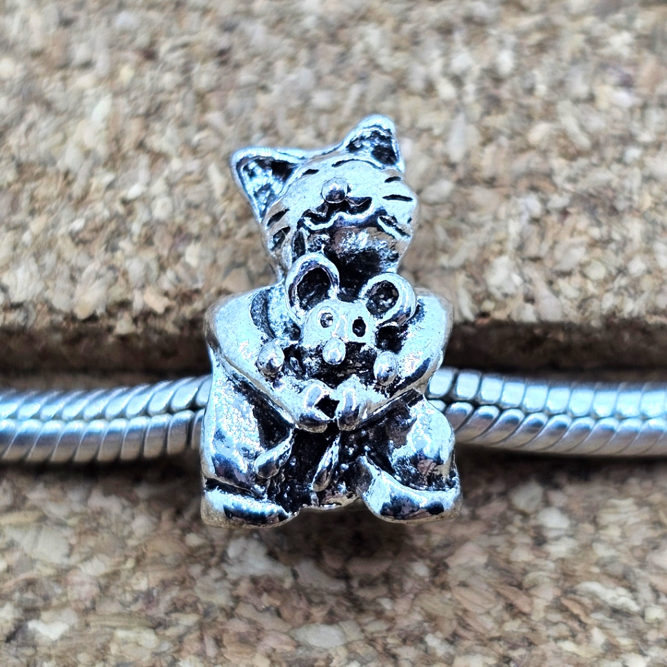 5/$21 Silver Kitty Cat Pet Charm For Pandora Bracelets